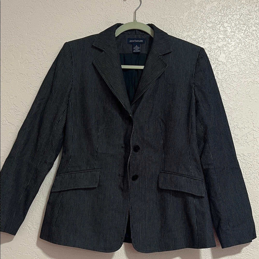 Ann Taylor Charcoal Pinstripe Jacket